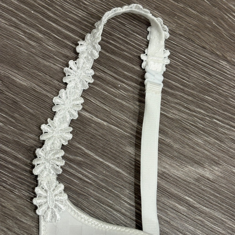 Marie Jo Avero Heartshape Bra Natural White Gingham Daisy Straps 36B Underwire - Picture 6 of 15